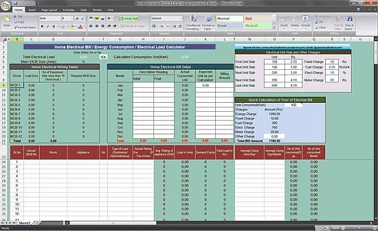 Calculate Home Electrical Load and Electrical Bill