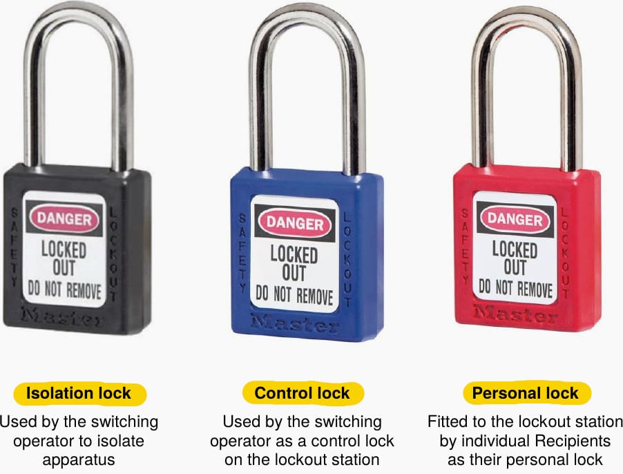 Isolation locks used to isolate electrical equipment