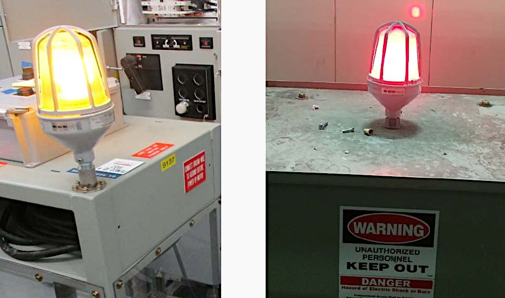 Warning lights on the test equipment during the FAT